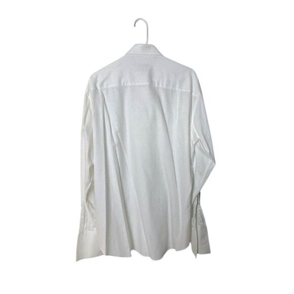 David Donahue Mens White Paisley Dress Shirt 100% Cotton Size 17 - Picture 6 of 10